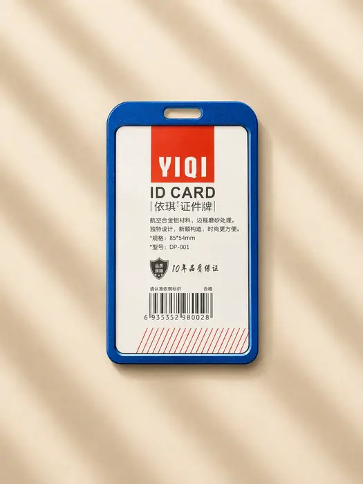 Blue plastic ID card holder